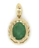 14K Yellow Gold, Emerald and Diamond, Halo Pendant - 3