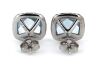 14K White Gold, Aquamarine and Diamond, Halo Stud Earrings - 3