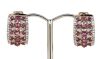 14K Rose Gold, Pink Sapphire and Diamond, Huggie Style Earrings