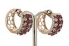 14K Rose Gold, Pink Sapphire and Diamond, Huggie Style Earrings - 2