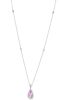 14K White Gold, Kunzite and Diamond, Halo Pendant Necklace - 2