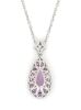 14K White Gold, Kunzite and Diamond, Halo Pendant Necklace - 4