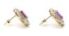 14K Yellow Gold, Pink Sapphire and Diamond, Double Halo Stud Earrings - 2