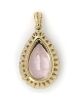 14K Yellow Gold, Morganite and Diamond, Halo Drop Pendant - 3