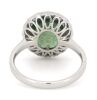 14K White Gold, Emerald and Diamond, Antique Style Halo Ring - 3