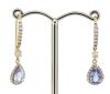 14K Yellow Gold, Ceylon Sapphire and Diamond, Drop Earrings