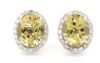 14K White Gold, Heliodor and Diamond, Halo Stud Earrings