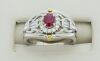 platinum and 18K yellow gold ruby and diamond dress ring - 4