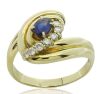 18k yellow gold sapphire and diamond art deco style dressring - 2