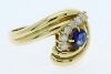 18k yellow gold sapphire and diamond art deco style dressring - 3