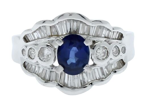 platinum sapphire and diamond dress ring