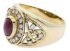 18K yellow gold ruby anddiamond dress ring (Stamped - 2