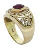 18K yellow gold ruby anddiamond dress ring (Stamped - 3