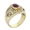 18K yellow gold ruby anddiamond dress ring (Stamped - 4