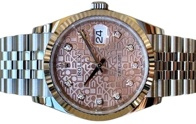 Rolex Datejust 36 Pink Diamond Dial 2020 Box and Papers