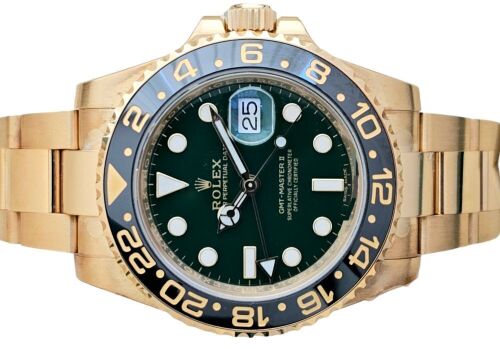 Rolex GMT Master II 116718LN Green Dial New Old Stock Full Stickers