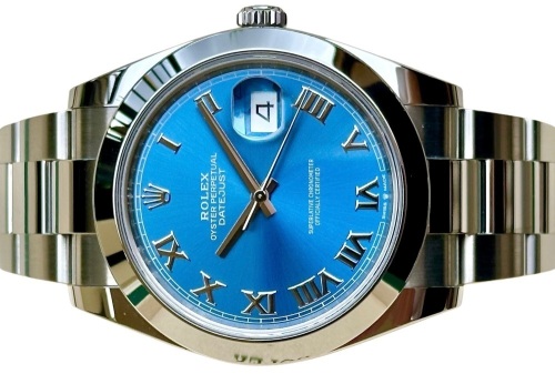 Rolex Datejust 41 Azzurro Blue Ref 126300 2021 Box and Papers