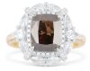 Ret18k gold ring set with 4.01ct brown diamonds & 2.00cts of pear & brilliant cut F/VS diamonds