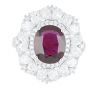 18k white gold ring set with a 3.20ct GRS certified ruby and 3.20cts of F/VS diamonds