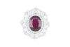 18k white gold ring set with a 3.20ct GRS certified ruby and 3.20cts of F/VS diamonds - 2