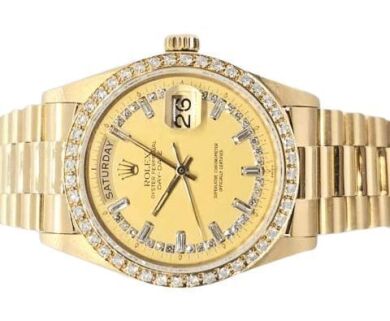 Rolex Day-Date 36 18048 Factory Bezel String Baguette Diamond Dial