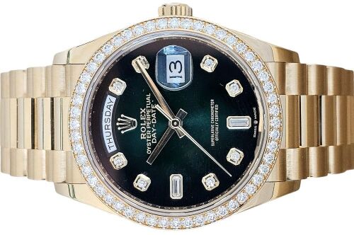 Rolex Day Date 36 128348RBR Green Ombre Diamond Dial