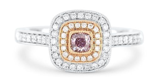 Retailer Liquidation with Valuation of $42,500 18k gold ring set with a centre cushion cut 0.194ct natural FIPP diamond