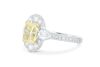 Retailer LSolid platinum ring set with a 2.24ct intense yellow cushion cut diamond surrounded by F/VS diamonds - 4