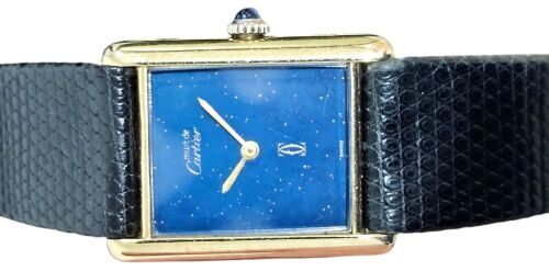 Cartier Tank 'Must De Cartier' Mid Size Blue Lapis Dial