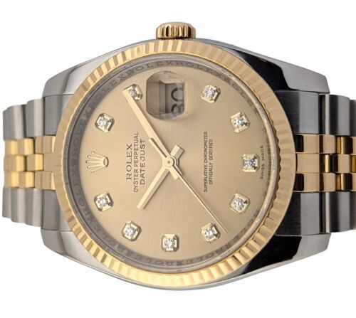 Rolex 116233 Two Tone Datejust Diamond Dial 36mm 2005 D Serial