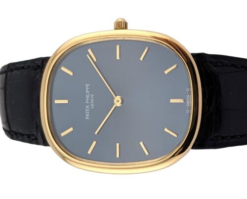 Patek Philippe 3738 Golden Ellipse 18K Yellow Gold Blue Dial 31mm x 36mm 1981 with Extract