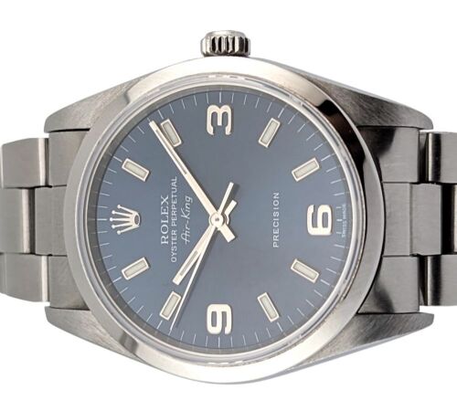 Rolex 14000 Air King Blue Explorer Dial 34mm 2000 A Serial Box & Papers