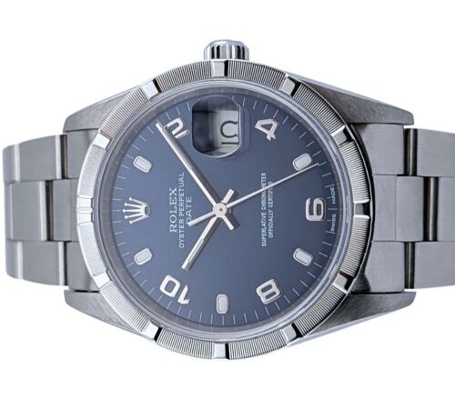 Rolex 15210 Oyster Perpetual Date Blue Dial 34mm 1993 Box & RSC Card