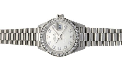 Rolex 79136 Lady-Datejust Platinum Diamond Dial & Bezel 26mm 2000 Box & Papers