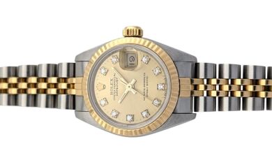 Rolex 69173 Datejust Ladies Two Tone Diamond Dial 26mm 1991 X Serial Box & Papers