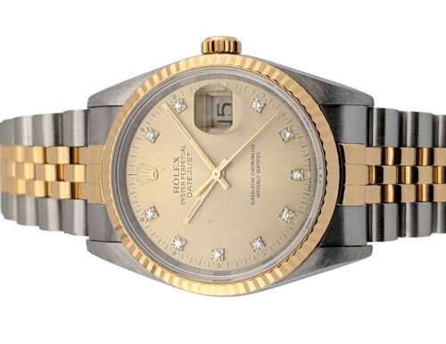 Rolex 16233 Datejust Two Tone Diamond Dial 36mm 1992 X Serial Box & Papers