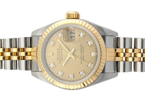 Rolex 69173G Ladies Datejust Champagne Diamond Dial 26mm 1995 Box & Papers