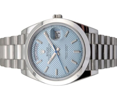 Rolex 228206 Day-Date 40 Platinum Ice Blue Motif 40mm 2021 Box & Papers