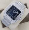 Cartier Santos Large Aftermarket Diamonds Blue Dial - 2