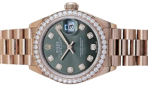 Rolex Lady-Datejust Rose Gold Olive Diamond Dial 279135RBR (2023)