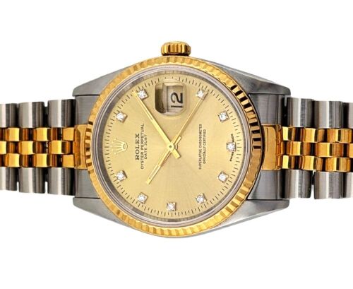 Rolex 16233G Two Tone Datejust Diamond Dial 36mm 1994 Box & Papers