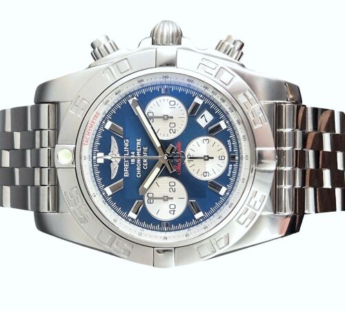 Breitling AB0110 Chronomat 44 Blue Dial 44mm 2012 Box & Papers