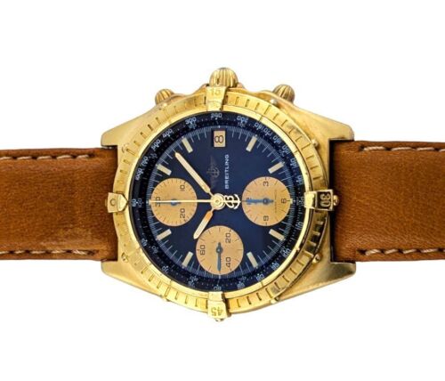 Breitling 81950 Chronomat 18k Gold Black Dial 39mm ~1990s
