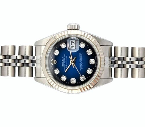 Rolex 69174 Lady-Datejust Vignette Blue Diamond Dial 26mm 1997 Box & Papers