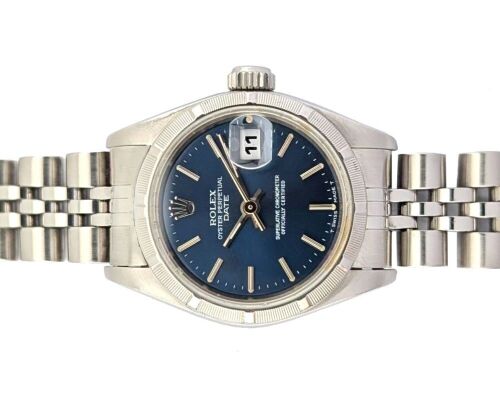 Rolex 69190 Oyster Perpetual Lady Date Blue Dial 26mm 1996 Box & Papers