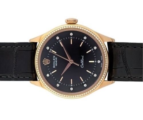 Rolex 50605RBR Cellini Time 18k Black Diamond Dial 39mm ~2015