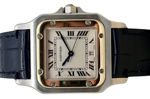 Cartier Santos Galb&eacute;e Large 18K Yellow Gold Two Tone Ref 1566