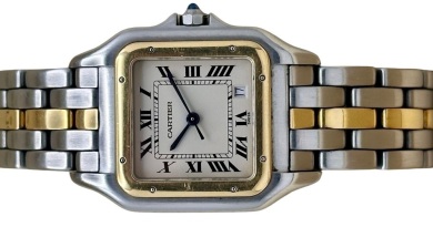 Cartier Panth&egrave;re White Romans 18K Yellow Gold Single Row Ref 8392