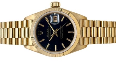 Rolex Lady-Datejust 26 Black Dial 18K Yellow Gold Presidential 2025 Serviced