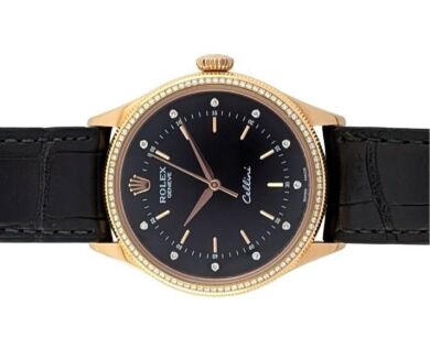Rolex 50605RBR Cellini Time 18k Black Diamond Dial 39mm ~2015